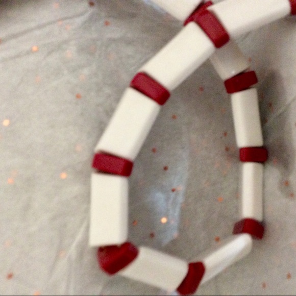 Vintage 80's Red & White Statement Enamel Collar - Picture 8 of 8